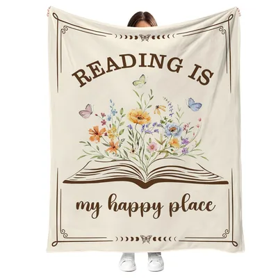 Open Book Wildflowers Cream Blanket: A Floral Reading Quote Design
