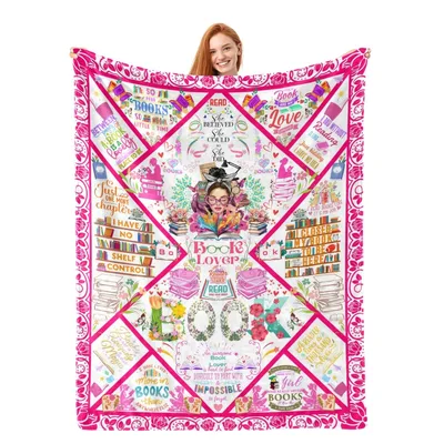 Book Lover Reading Girl Design Blanket for Bookish Readers