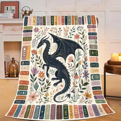 Dragon Among Books Blanket