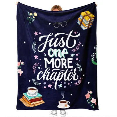 Navy Reader's Chapter Blanket: Just One More Chapter Design