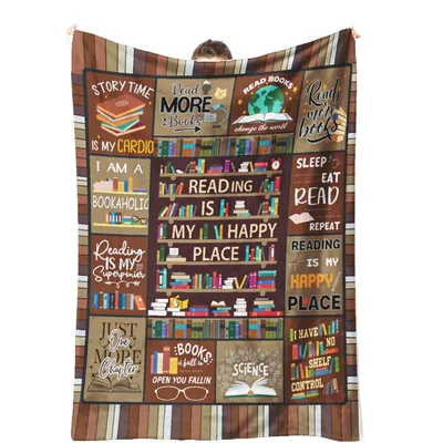 Bookshelf Brown Reader's Patchwork Blanket for Book Lovers