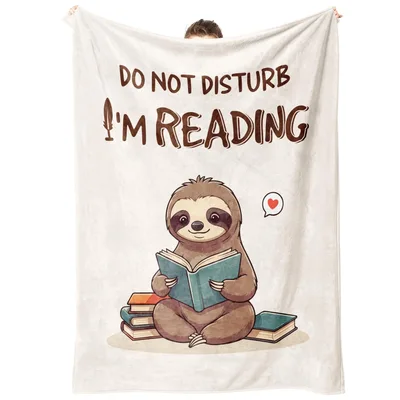 Sloth Reading Blanket featuring a cute animal holding a book