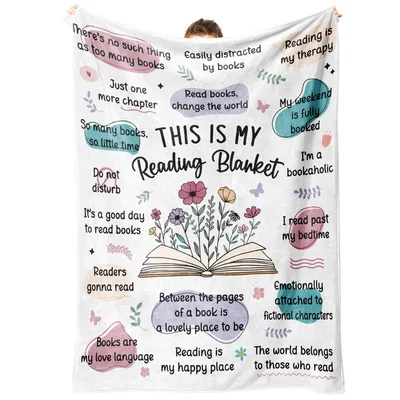 Reading Nook Floral Bookworm Blanket: This Is My Reading