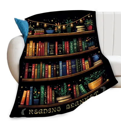 Bookshelf Reading Book Lover Blanket for Cozy Library Lovers