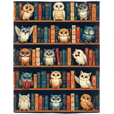Owls Books Bookshelf Blanket: A charming throw