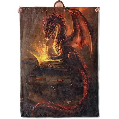 Red Dragon Reading Magic Blanket: Fantasy Art for Book Lovers