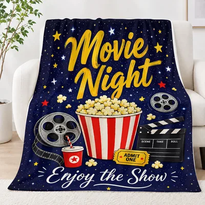 Starry Navy Cinema Popcorn Blanket for Movie Lovers
