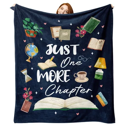 Just One More Chapter Reader Blanket for Book Lovers