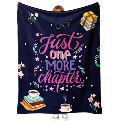 Just One More Chapter Bookish Quote Blanket for Late Night Readers