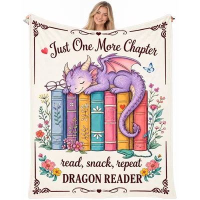 Just One More Chapter Dragon Blanket for Bookish Dragons