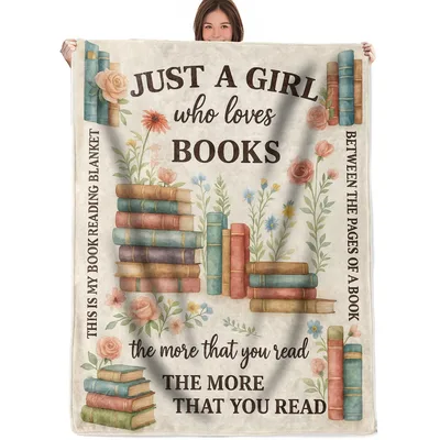 Book Lover Floral Stacks Blanket for Readers Who Love Books