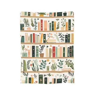 Book Lover Bookshelf Plants Blanket: Cozy Design for Readers