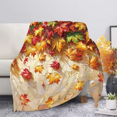 Maple Leaves Autumn Pattern Blanket featuring vibrant red