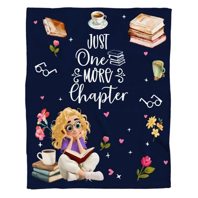 Just One More Chapter Blanket featuring a reader illustration