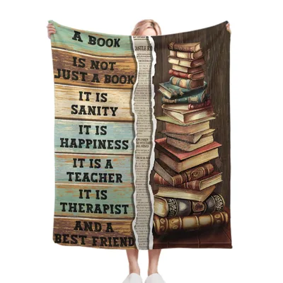 Book Lovers Sanity Happiness Blanket featuring vintage book stacks