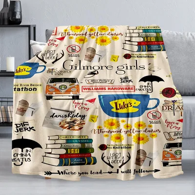 Books and Coffee Quotes Blanket Celebrating Gilmore Girls Icons