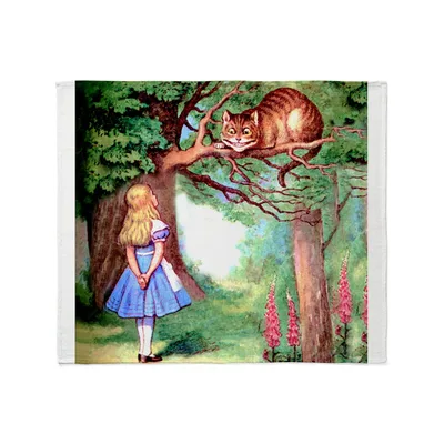Alice and Cheshire Cat Blanket: Classic Storybook Illustration
