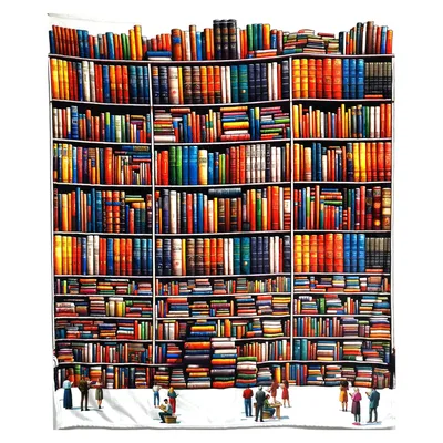 Giant Bookshelf Library Wall Blanket for Readers