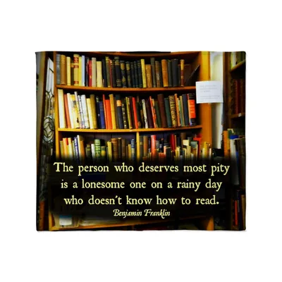 Lonesome Reader Bookshelf Quote Blanket for Book Lovers