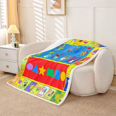Colorful Learning Shapes Pattern Blanket for Early Education and Play