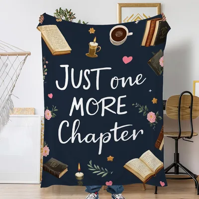 Just One More Chapter Blanket featuring vintage books