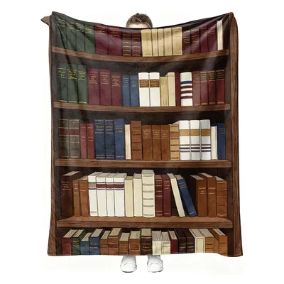 Vintage Classic Bookshelf Blanket: A Cozy Library Design for Readers