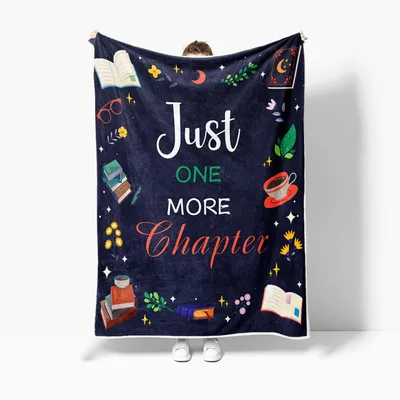 Just One More Chapter Blanket for Book Lovers and Night Readers