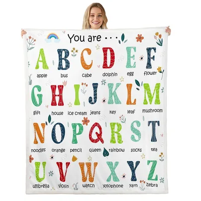 Colorful Alphabet Letters Pattern Blanket featuring You Are ABC words