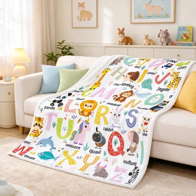 Alphabet Animals Learning Pattern Blanket