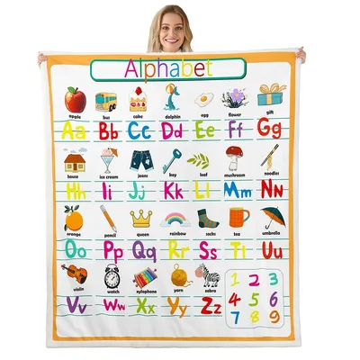 Colorful Alphabet Chart Blanket featuring rainbow letters