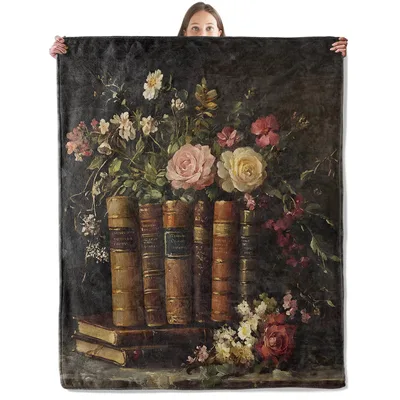 Vintage Books and Flowers Blanket No. 2 – Vintage Books