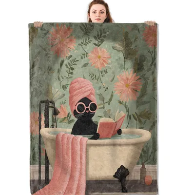 Woman Reading in Bathtub Blanket
