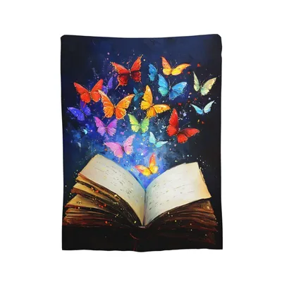 Butterflies Rising from Open Blanket: Book Lover Gift Design