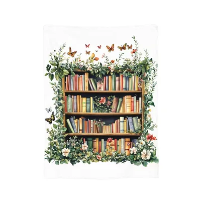 Bookshelf Reading Floral Blanket: A Book Lover's Garden Escape