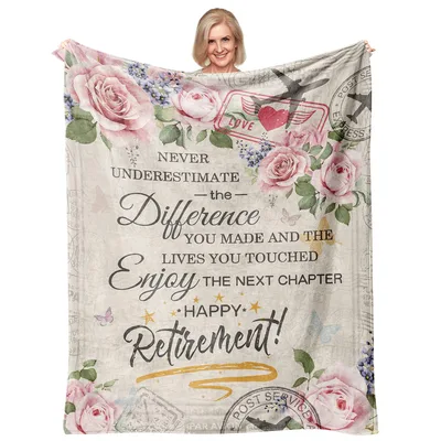 Next Chapter Blanket: Happy Retirement Floral Design