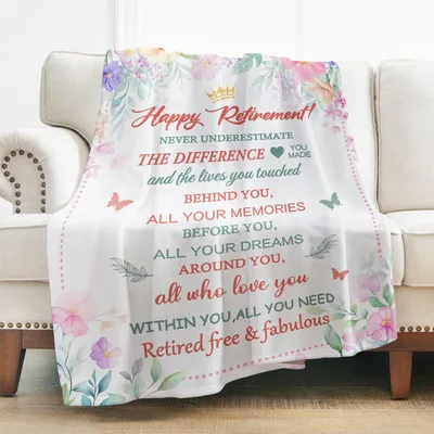 Retirement Floral Message Blanket featuring an inspirational quote