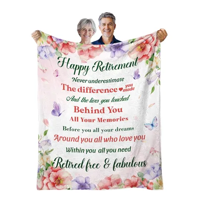 Retirement Floral Blanket featuring watercolor flowers