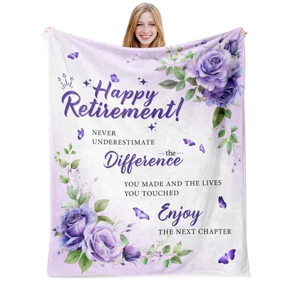 Retirement Purple Roses Blanket Celebrating a Life of Service