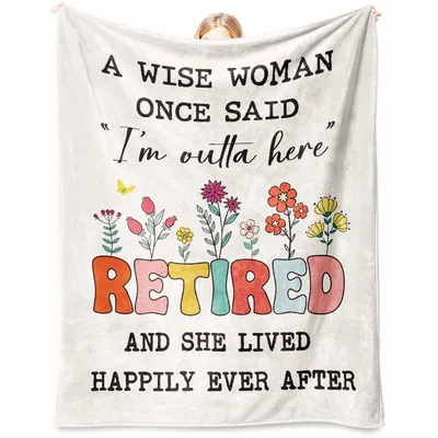 A Wise Woman Once Blanket features colorful floral art