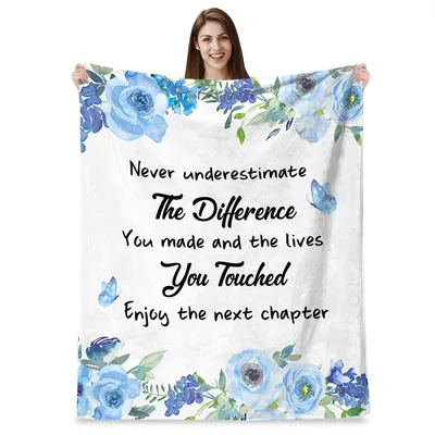 Retirement Farewell Blanket featuring blue watercolor roses