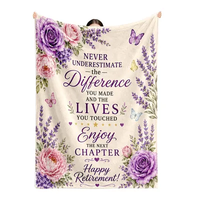 Retirement Floral Sentiment Blanket Celebrating Lives Touched