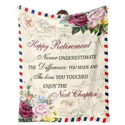 Retirement Air Mail Letter Blanket Celebrating Lives Touched
