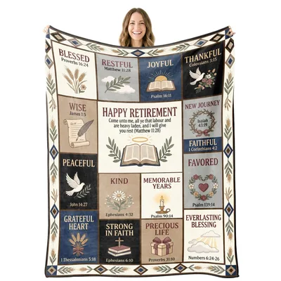 Christian Retirement Verses Blanket Celebrating Faith and Rest