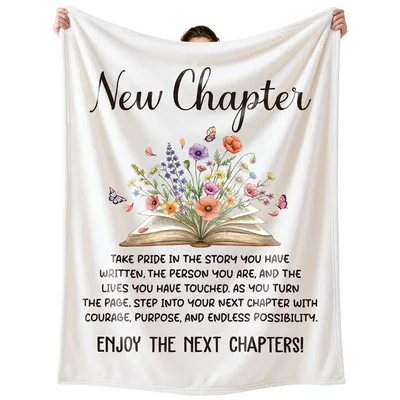Wildflowers Open Book Blanket Celebrating New Chapters