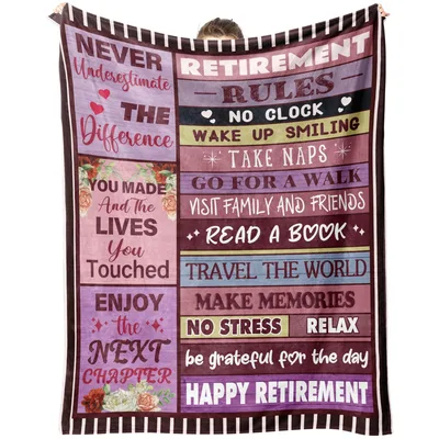 Retirement Rules Sign Blanket featuring funny guidelines like no clock