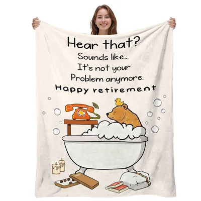 Funny Retirement Bear Blanket: A Relaxing Bath Scene for New Retirees