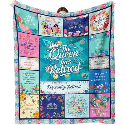 The Queen Has Retired Teal Patchwork Blanket
