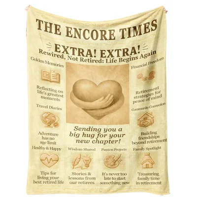 Retirement Newspaper Front Page Blanket