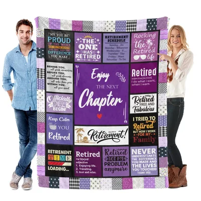 Retirement Patchwork Quotes Blanket featuring humorous phrases