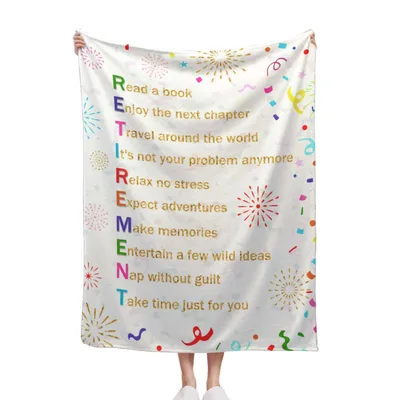 Retirement Acrostic Message Blanket featuring a festive acrostic poem